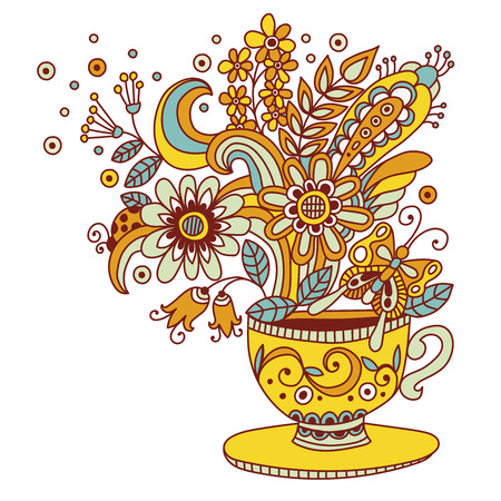 Flower cup vector illustrationのイラスト素材