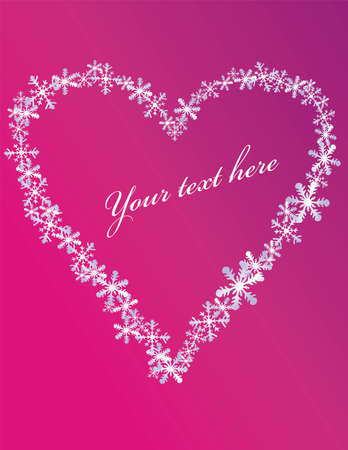 Greeting card with snowflakes forming heart shape.のイラスト素材