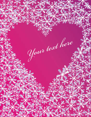 Greeting card with snowflakes forming heart shape.のイラスト素材