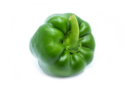 Green bell peppers, Paprika, isolated on a white backgroundの写真素材