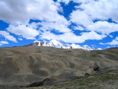 Alpine background while trekking the Spiti valley region in the Himalayan mountains in Northern...