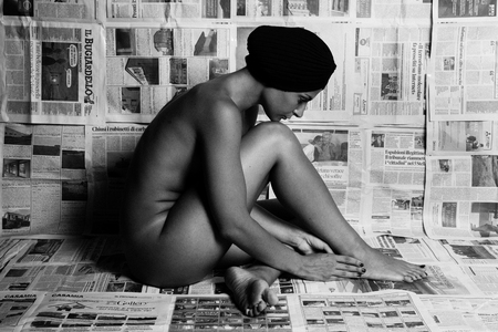 Beautiful naked girl posingのeditorial素材