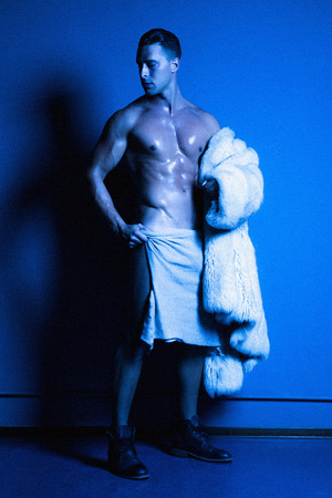 ITALY, Friuli Venezia Giulia, Trieste 12 August 2014 / man fashion Italian campaign. For a line of made in Italy knitwear clothes.のeditorial素材