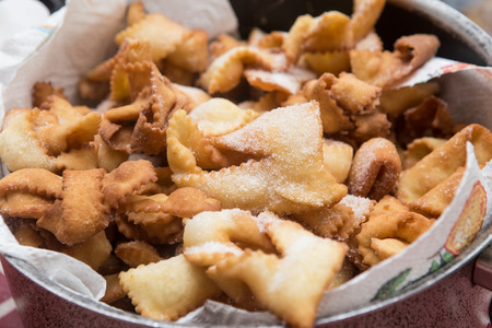 Chat or crostoli, typical Italian pastry used During the carnivalの写真素材