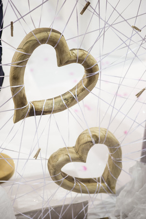 Two suspended heartsの写真素材