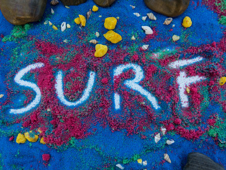 written on colorful sand and fantasy