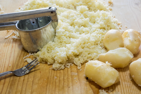 potato gnocchi cooking Italian foodの写真素材