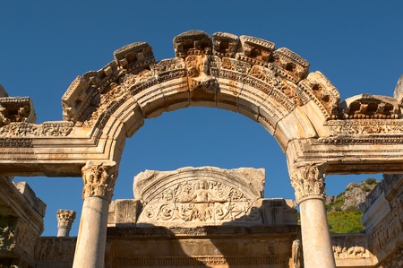 Ancien arch in Ephesus on  background of the skyの写真素材