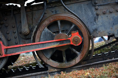 Ancient wheel steam locomotive for trips to the Alpesの写真素材