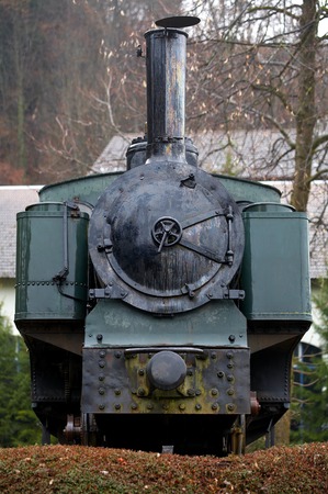 Ancient steam locomotive for trips to the Alpes the front view
