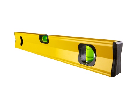 Yellow spirit level isolated on white