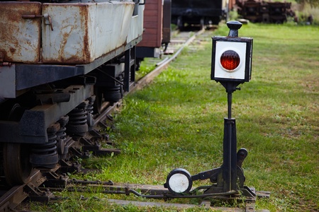 old railway arrow with a lanternの写真素材