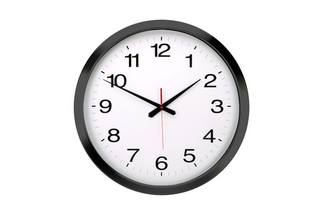 Largeround  office wall clock  isolated on whiteの写真素材