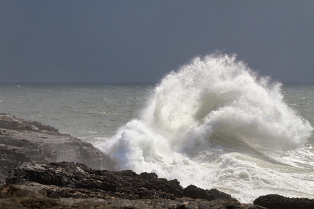 Surf breaking on the shore. Portugal. Cascaisの写真素材