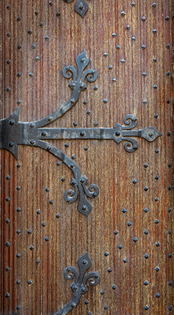 Belgian forged decorative door brown oak woodの写真素材