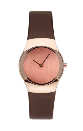 Gold wrist watch isolatedの写真素材