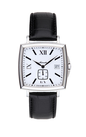Silver wrist watch isolated squareの写真素材