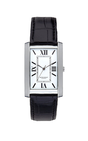 Silver wrist watch isolated squareの写真素材