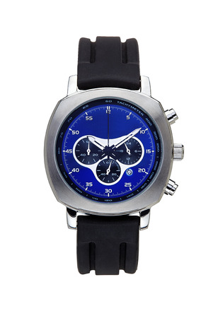 Silver wrist watch isolated squareの写真素材