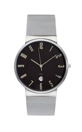 Silver wrist watch isolatedの写真素材