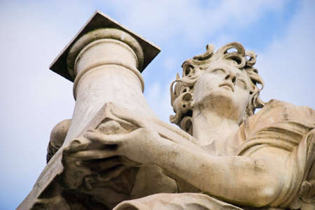 Angel with the Column (Throne). Situated on the bridge of Castel Sant'Angelo, Rome Italy. XV Century.の写真素材