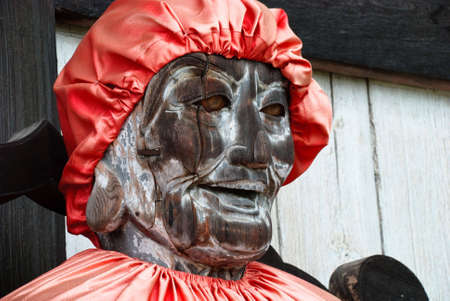 Binzuru (Pindola): wooden statue of Buddha at the entrance of Todai-ji temple in Nara, Japan.の写真素材