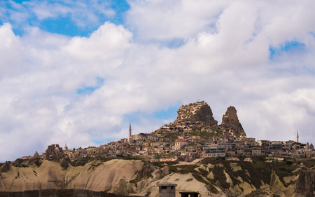 Uchisar castle in bright dayのeditorial素材