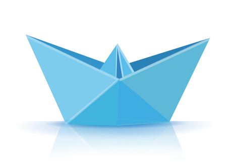 Blue origami boat vector illustration.のイラスト素材