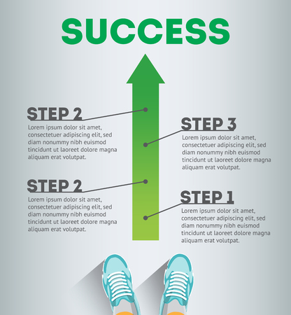 Success. Business infographic template. Business concept. Infographic success. Steps of success. Steps on the path to success. Four steps of success. Vector illustrationのイラスト素材