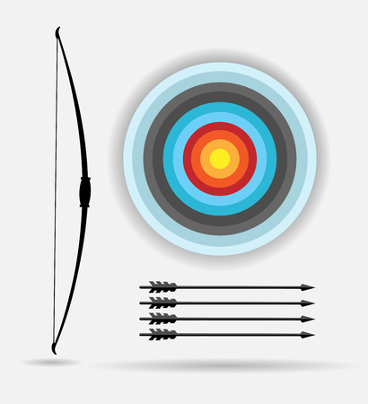 Bow. Arrows. Target. Bow and arrows. Bow with arrows and a target. Vector illustration Eps10 fileのイラスト素材