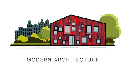 Modern architecture. Facade of a modern building. The exterior of a modern building.のイラスト素材