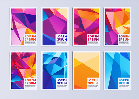 Vector template covers with geometric pattern. Set of vector cover templates. Modern set of covers. Composition of geometry on the covers. Creative cover design. Vector template Eps10 fileのイラスト素材