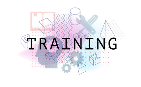 Online training. Banner training concept and business. Professional business corporate training staff, seminar, education, video tutorial, online business courses, presentation, webinar, conferenceのイラスト素材