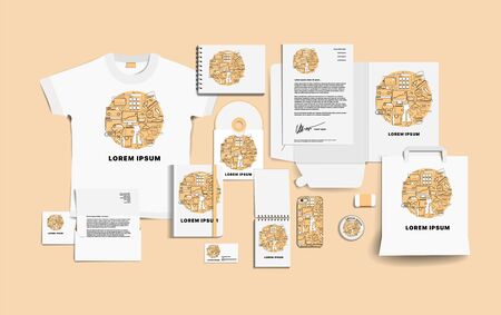 Corporate identity of the company. Stock vector mockup set. Template design elements company. Illustration of a set of design templates for business company. Stationery branding design template kitのイラスト素材