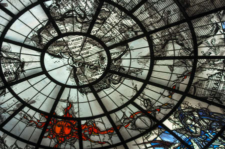 World map on ceiling