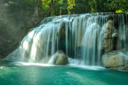 One of  seven steps of Jed Sao Noi waterfall in national park in Karnjanaburi, Thailand