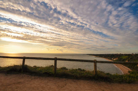 Twilight time of Port Philip Bay in Melbourne, Australiaの写真素材