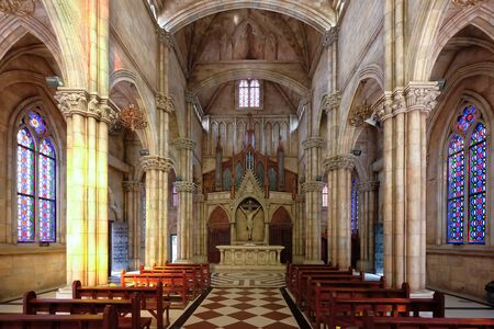 DANANG, VIETNAM - APRIL 20, 2019 The interior of heritage Church in French village on Bana Hills in Danang, Vietnamのeditorial素材