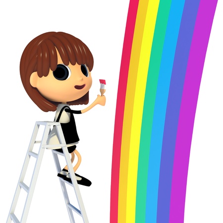Painting a rainbow colorの写真素材