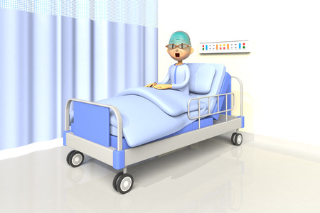 elderly man in the hospitalの写真素材