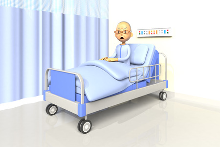 3D illustration of elderly man in the hospitalの写真素材