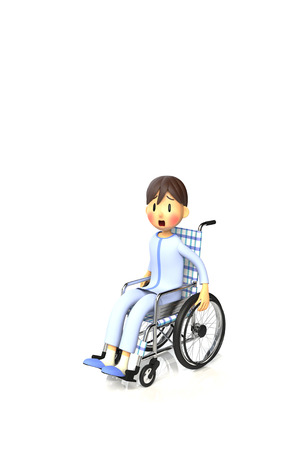 3D illustration of Boy who are using a wheelchairの写真素材