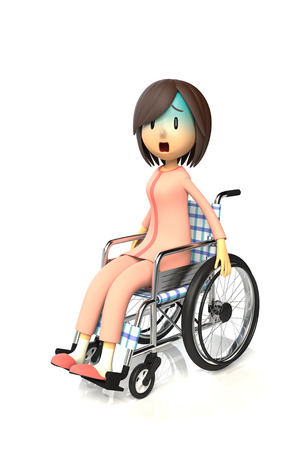 3D illustration of Women who are using a wheelchairの写真素材