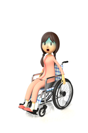 3D illustration of Girl who are using a wheelchairの写真素材