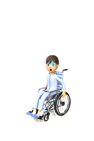 3D illustration of Boy who are using a wheelchairの写真素材