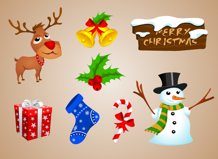 Christmas snowman and reindeerのイラスト素材