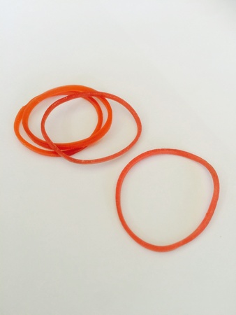 Many rubber band on white の素材