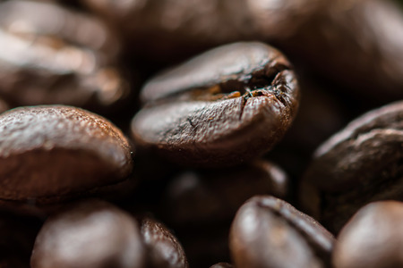 Coffee bean closeup in pan look like aroma and richの写真素材