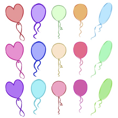 A set multicolored drawing balloons of different formsのイラスト素材