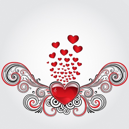 Heart in grunge style with treble clef and many small heartsのイラスト素材